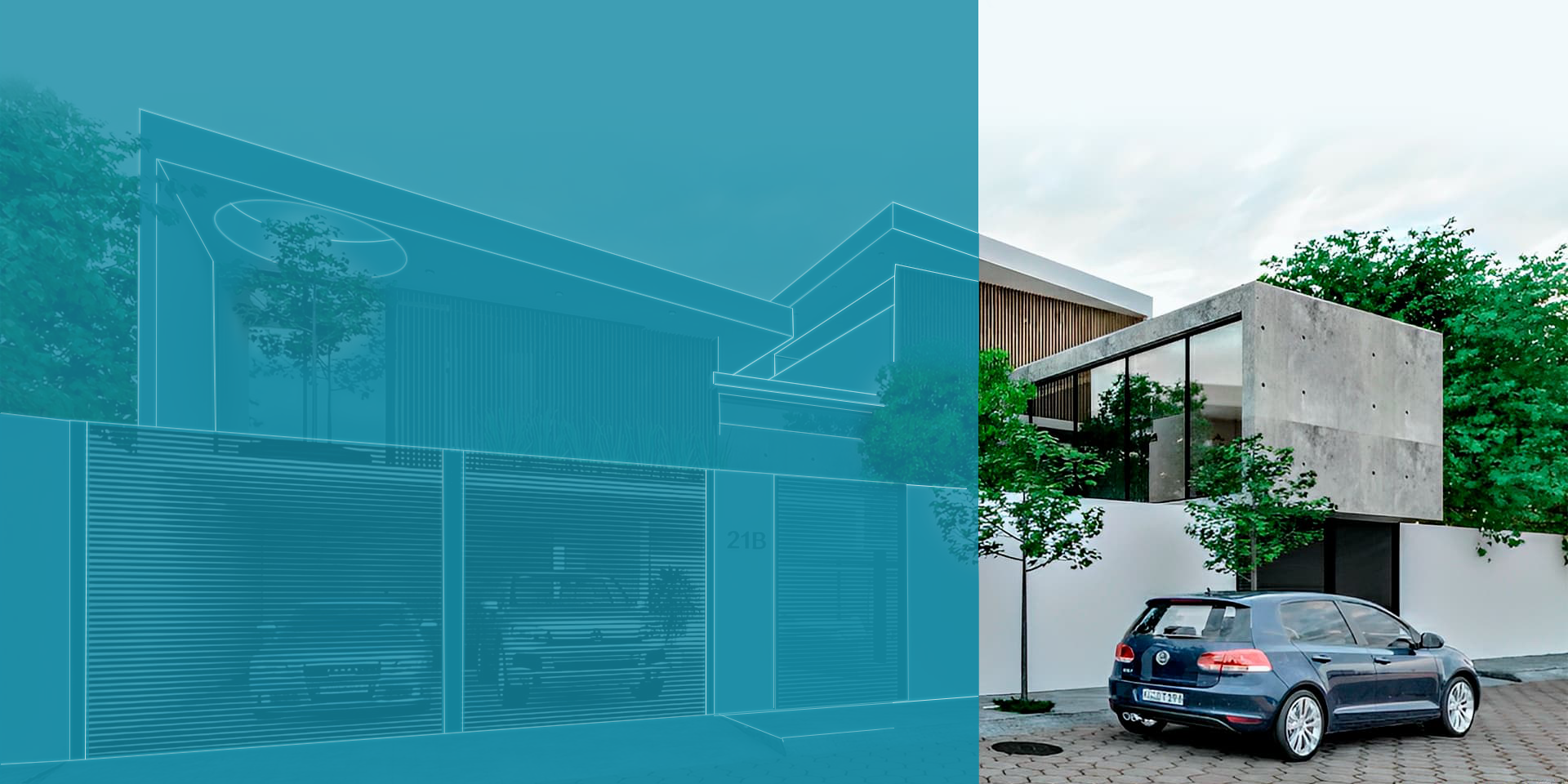 Modern architectural design rendering